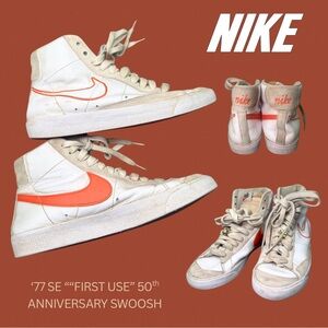 NIKE (9.5 Women US) Blazer Mid '77 SE 'First Use’ White / Summit Orange Sneaker